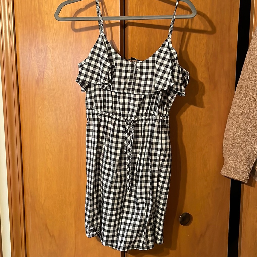 Express black and white gingham dress